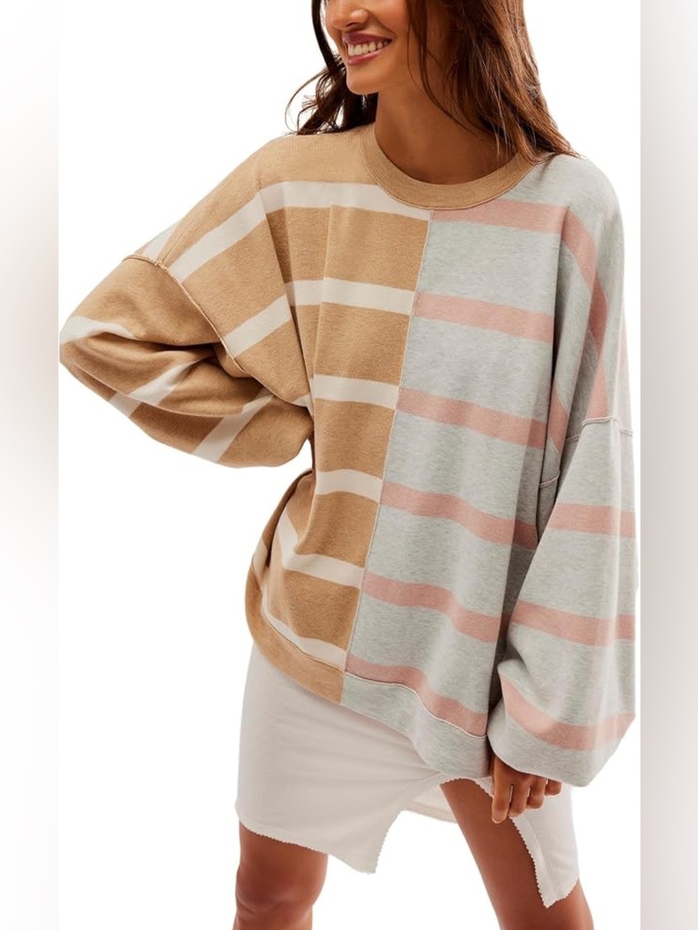 Free People Uptown Stripe Oversized Sweater Size XA